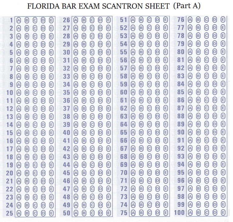 Aplus eBooks SCANTRON Sheet FL Bar Exam Part A – Aplus eBooks Publications