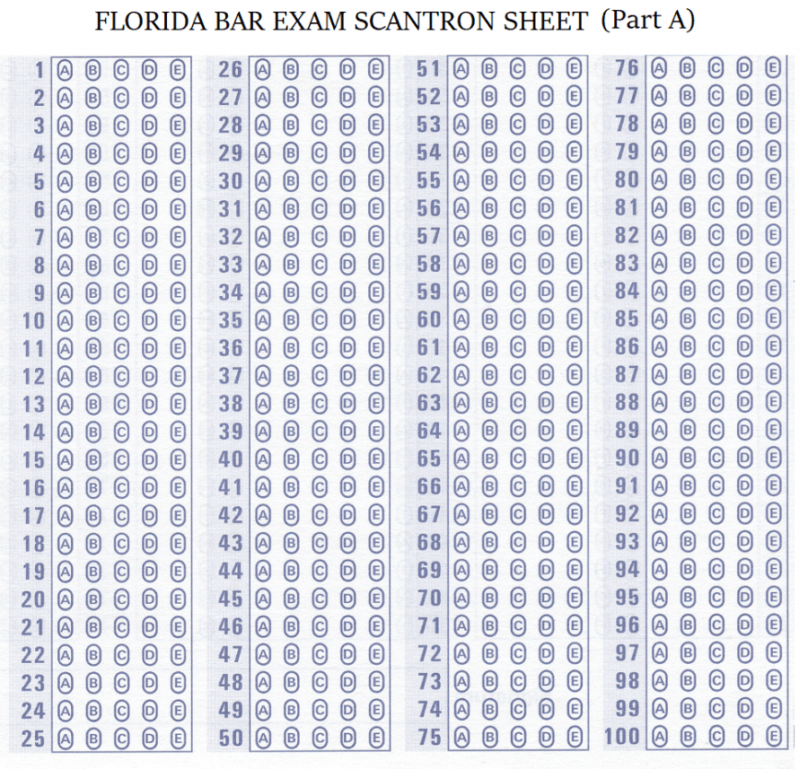 Aplus eBooks SCANTRON Sheet FL Bar Exam Part A Aplus eBooks Publications